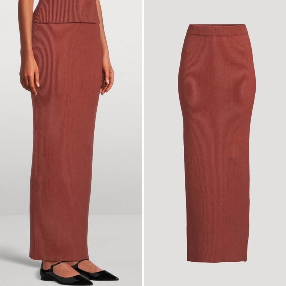 🆕 &OR COLLECTIVE SKIRT 01 Highwaist Ribbed Stretch Organic Cotton Column Skirt